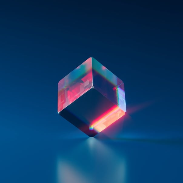 NFT image showing crystal with dark blue background